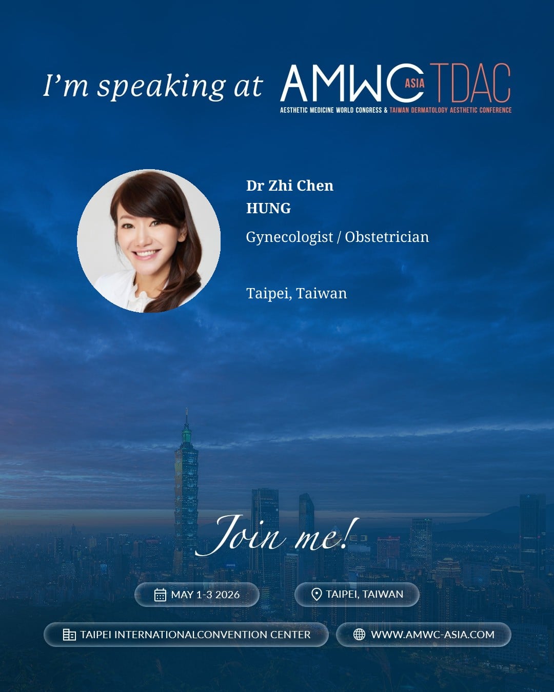洪芝晨醫師 AMWC Asia 2026 演講照片