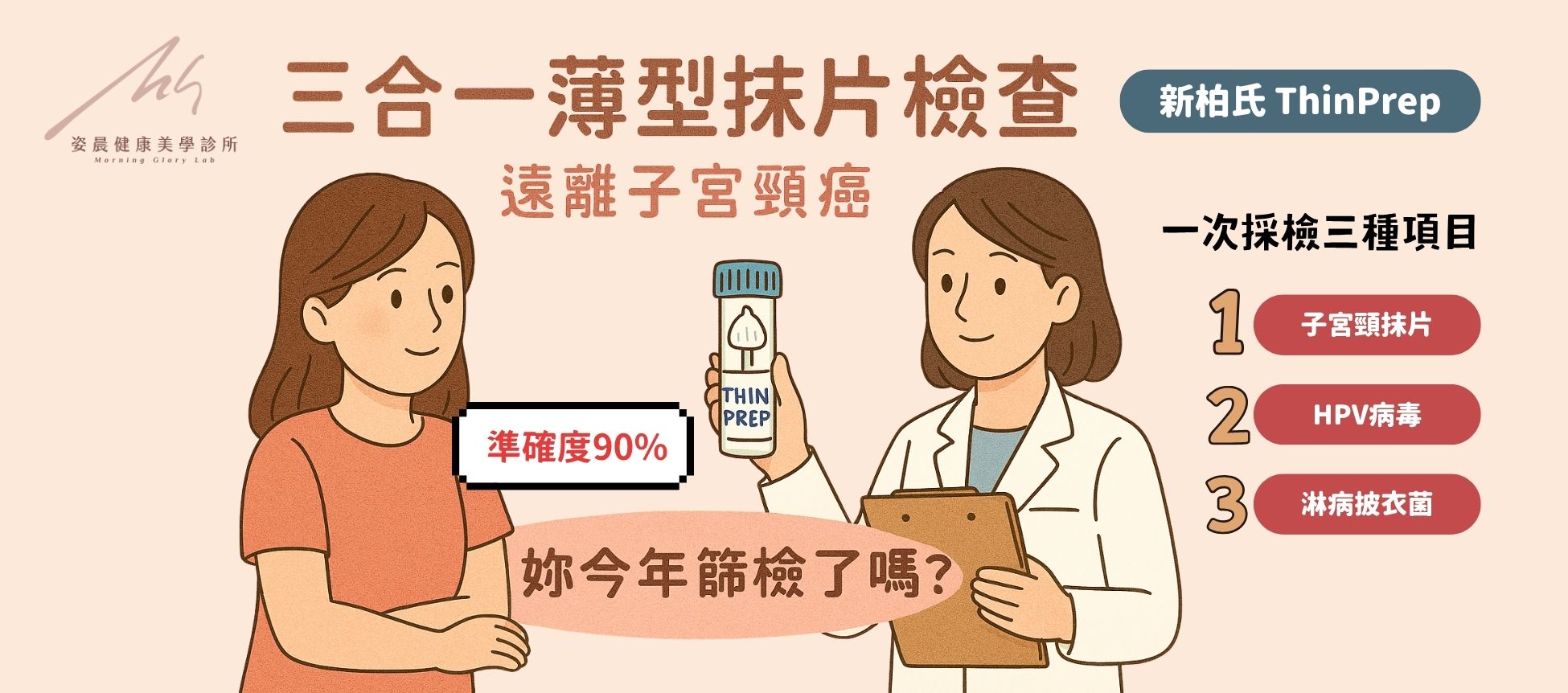 三合一薄型抹片檢查 遠離子宮頸癌，妳今年篩檢了嗎？